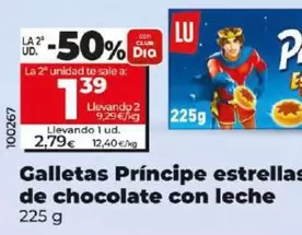 Oferta de Lu - Galletas Príncipe Estrellas De Chocolate Con Leche  por 2,79€ en Dia