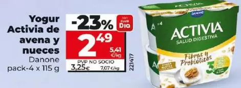 Oferta de Danone - Yogur Activia De Avena Y Nueces por 2,49€ en Dia
