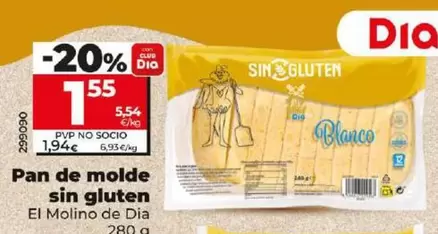 Oferta de El Molino De Dia - Pan De Molde Sin Gluten por 1,55€ en Dia