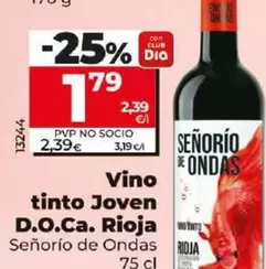 Oferta de Senorio De Ondas - Vino Tinto Joven D.o.ca. Rioja por 1,79€ en Dia