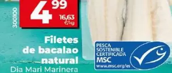 Oferta de Dia Mari Marinera - Filetes De Bacalao Natural por 4,99€ en Dia