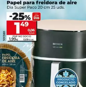 Oferta de Dia Super Paco - Papel Para Freidora De Aire  por 1,49€ en Dia