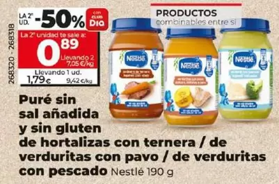 Oferta de Nestlé - Puré Sin Sal Añadida Y Sin Gluten De Hortalizas Con Ternera por 1,79€ en Dia