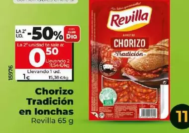 Oferta de Revilla - Chorizo Tradición En Lonchas por 1€ en Dia