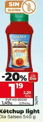Oferta de Dia Salseo - Kétchup Light  por 1,19€ en Dia