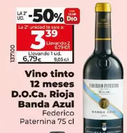 Oferta de Federico Paternina - Vino Tinto 12 Meses D.O.Ca. Rioja Banda Azul por 6,79€ en Dia