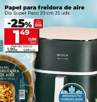 Oferta de Dia Super Paco - Papel Para Freidora De Aire por 1,49€ en Dia