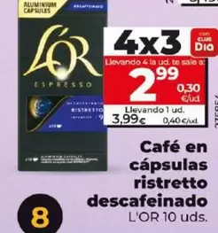 Oferta de L'or - Café En Cápsulas Ristretto Descafeinado por 3,99€ en Dia