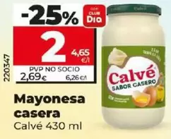 Oferta de Calvé - Mayonesa Casera por 2€ en Dia