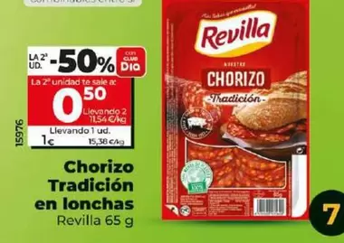 Oferta de Revilla - Chorizo Tradición En Lonchas por 1€ en Dia