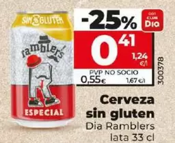 Oferta de Dia Ramblers - Cerveza Sin Gluten por 0,41€ en Dia