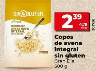 Oferta de Gran Dia - Copos De Avena Integral Sin Gluten por 2,39€ en Dia