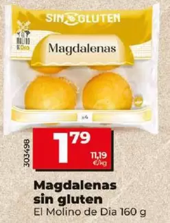 Oferta de El Molino De Dia - Magdalenas Sin Gluten por 1,79€ en Dia