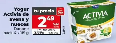 Oferta de Danone - Yogur Activia De Avena Y Nueces  por 2,49€ en Dia