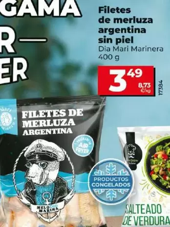 Oferta de Dia Mari Marinera - Filetes De Merluza Argentina Sin Piel  400 G por 3,49€ en Dia