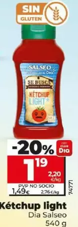 Oferta de Dia Salseo - Kétchup Light  por 1,19€ en Dia
