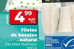 Oferta de Dia Mari Marinera - Filetes De Bacalao Natural  por 4,99€ en Dia