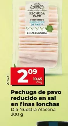 Oferta de Dia Nuestra Alacena - Pechuga De Pavo Reducido En Sal En Finas Lonchas  por 2,15€ en Dia