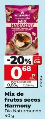 Oferta de Dia Naturmundo - Mix De Frutos Secos Harmony  por 0,68€ en Dia
