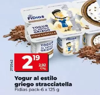 Oferta de Fidias - Yogur Al Estilo Griego Stracciatella por 2,19€ en Dia