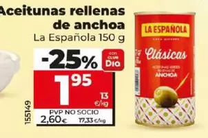 Oferta de La Española - Aceitunas Rellenas De Anchoa  por 1,95€ en Dia