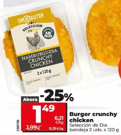 Oferta de Seleccion De Dia - Burger Crunchy Chicken por 1,49€ en Dia