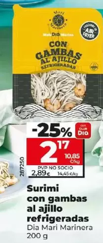 Oferta de Dia Mari Marinera - Surimi Con Gambas Al Ajillo Refrigeradas  por 2,17€ en Dia