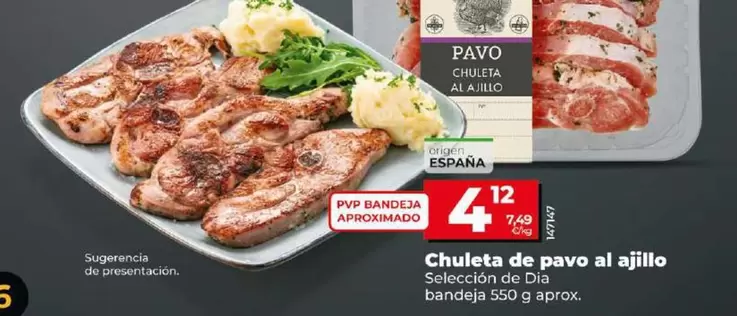 Oferta de Seleccion De Dia - Chuleta De Pavo Al Ajillo por 4,12€ en Dia