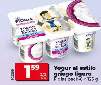 Oferta de Fidias - Yogur Al Estilo Griego Ligero por 1,59€ en Dia