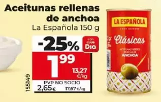 Oferta de La Española - Aceitunas Rellenas De Anchoa por 1,99€ en Dia