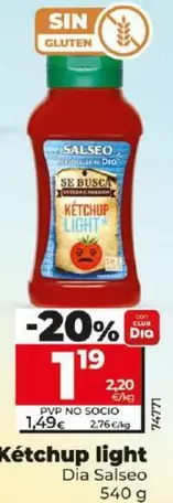 Oferta de Dia Salseo - Kétchup Light  por 1,19€ en Dia