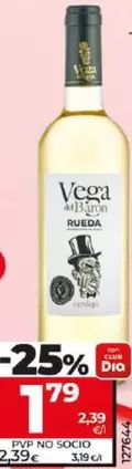 Oferta de Vega Del Barón - Vino Blanco Verdejo D.O. Rueda por 1,79€ en Dia