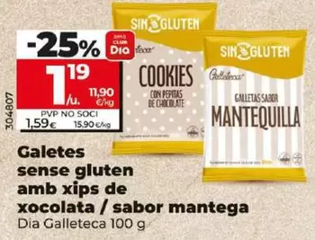 Oferta de Dia Galleteca - Galletas Sin Gluten Con Pepitas De Chocolate por 1,19€ en Dia