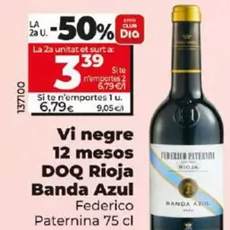 Oferta de Federico Paternina - Vino Tinto 12 Meses D.o.ca. Rioja Banda Azul  por 6,79€ en Dia