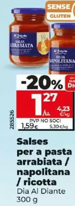 Oferta de Dia Al Diante - Salsas Para Pasta Arrabiata por 1,27€ en Dia
