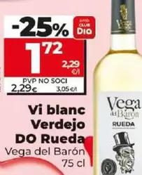 Oferta de Vega Del Barón - Vino Blanco Verdejo D.o. Rueda  por 1,72€ en Dia