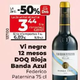 Oferta de Federico Paternina - Vino Tinto 12 Meses D.o.ca. Rioja Banda Azul  por 6,89€ en Dia