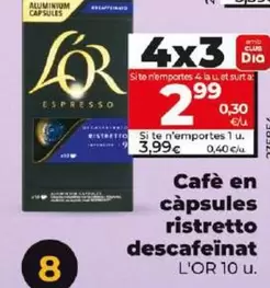 Oferta de L'or - Café En Cápsulas Ristretto Descafeinado por 3,99€ en Dia
