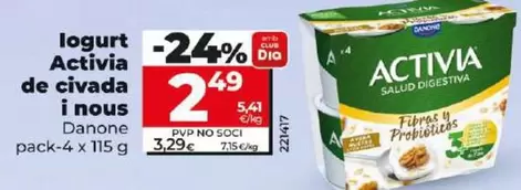 Oferta de Danone - Yogur Activia De Avena Y Nueces  por 2,49€ en Dia