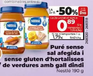 Oferta de Nestlé - Puré Sin Sal Añadida Y Sin Gluten De Hortalizas Con Ternera/De Verduritas Con Pavo  por 1,79€ en Dia