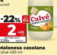 Oferta de Calvé - Mayonesa Casera  por 2€ en Dia