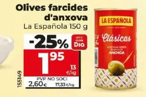 Oferta de La Española - Aceitunas Rellenas De Anchoa  por 1,95€ en Dia
