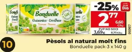 Oferta de Bonduelle - Guisantes Al Natural Muy Finos  por 2,77€ en Dia
