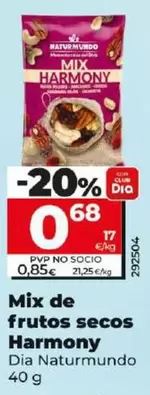 Oferta de Dia Naturmundo - Mix De Frutos Secos Harmony  por 0,68€ en Dia