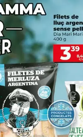 Oferta de Dia Mari Marinera - Filetes De Merluza Argentina Sin Piel  por 3,39€ en Dia