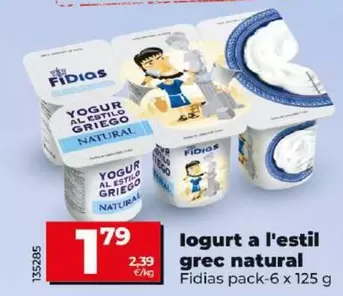 Oferta de Fidias - Yogur El Estilo Griego Natural  por 1,79€ en Dia