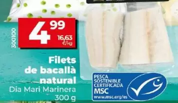 Oferta de Dia Mari Marinera - Filetes De Bacalao Natural  por 4,99€ en Dia