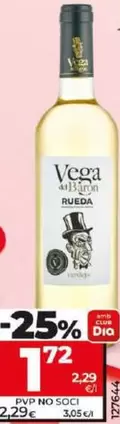 Oferta de Vega Del Barón - Vino Blanco Verdejo D.O. Rueda  por 1,72€ en Dia