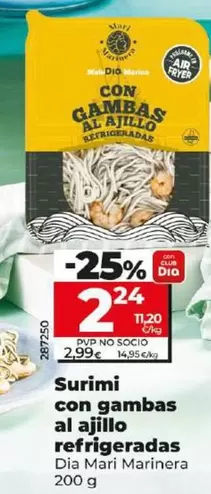 Oferta de Dia Mari Marinera - Surimi Con Gambas Al Ajillo Refrigeradas  por 2,24€ en Dia