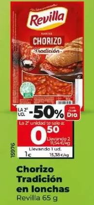 Oferta de Revilla - Chorizo Tradición En Lonchas por 1€ en Dia